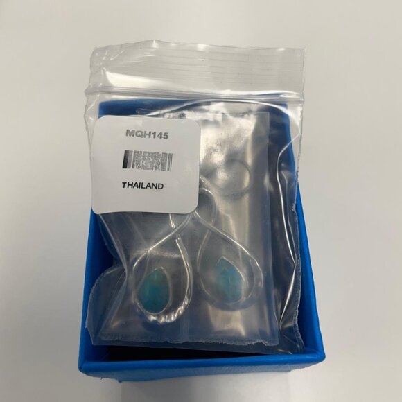 NEW - JTV Blue Kingman Turquoise Rhodium Over Silver Dangle Earrings - Picture 8 of 10